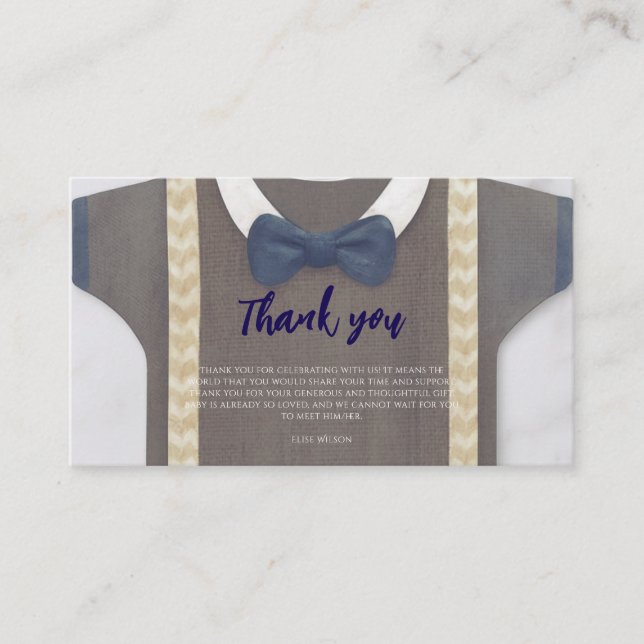 Tarjeta De Recepción Chico ducha de bebé autum otoño azul burlap bodysu (Anverso)