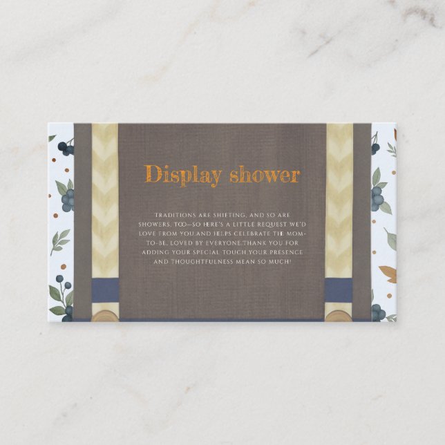 Tarjeta De Recepción Chico ducha de bebé autum otoño azul burlap bodysu (Anverso)