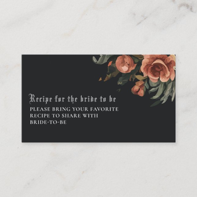 Tarjeta De Recepción Chimenea negra gótica de la novia Comparte una rec (Anverso)