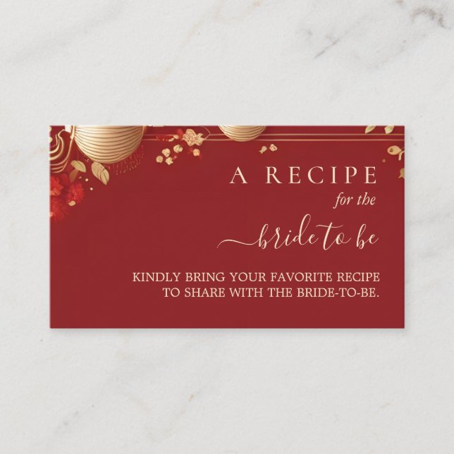 Tarjeta De Recepción Chino asiático bilingüe hei negrita ducha de novia (Anverso)