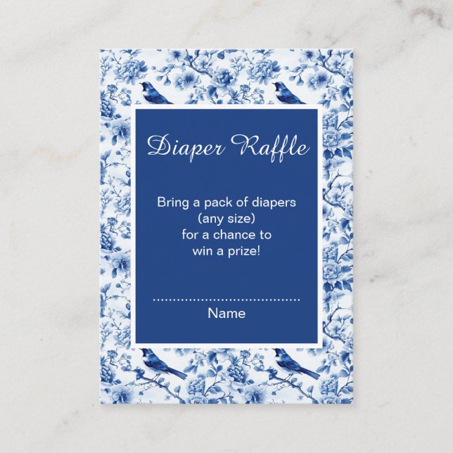 Tarjeta De Recepción Chinoiserie Blue Birds and Flowers Baby Shower (Anverso)