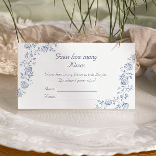 Tarjeta De Recepción Chinoiserie Blue Floral adivina cuántos besos