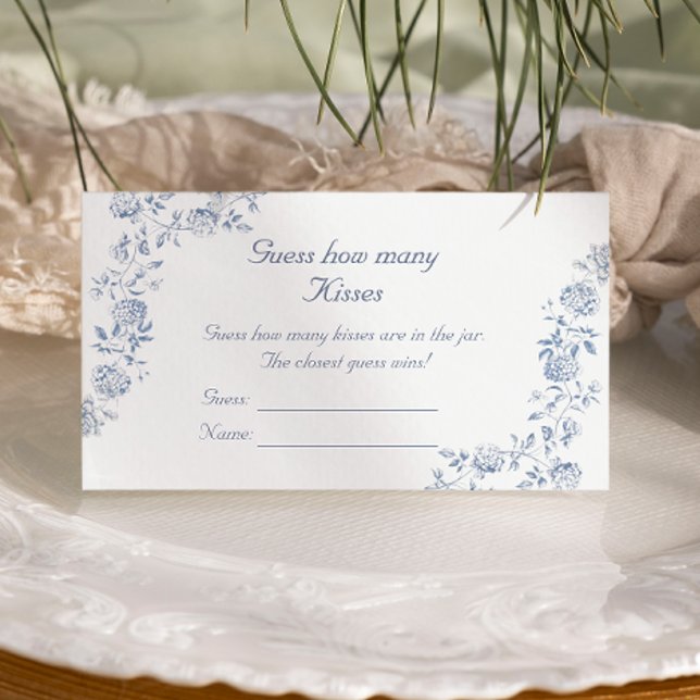 Tarjeta De Recepción Chinoiserie Blue Floral adivina cuántos besos (Subido por el creador)