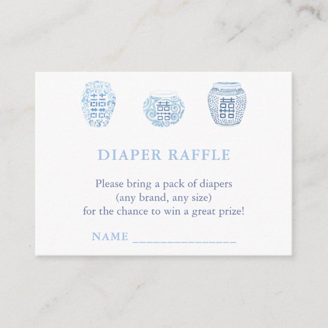 Tarjeta De Recepción Chinoiserie Moda Diaper Raffle Baby Shower (Anverso)