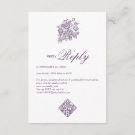 Tarjeta De Recepción Chinoiserie Purple Bouquet Boda victoriana RSVP