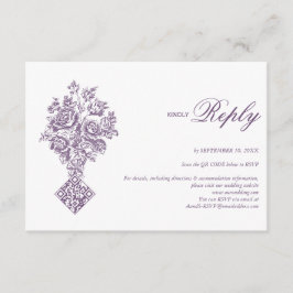 Tarjeta De Recepción Chinoiserie Purple Bouquet Boda victoriana RSVP