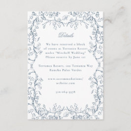 Tarjeta De Recepción Chinoiserie romántica Boda azul francés antiguo