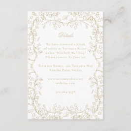 Tarjeta De Recepción Chinoiserie romántica Boda de oro francés antiguo