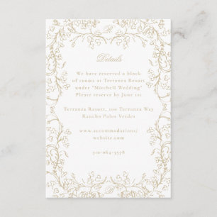 Tarjeta De Recepción Chinoiserie romántica Boda de oro francés antiguo