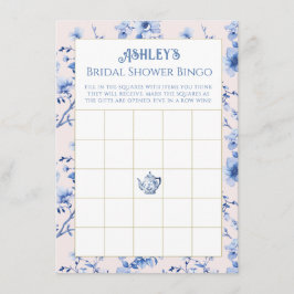 Tarjeta De Recepción Chinoiserie rosa y azul ducha de novia Bingo