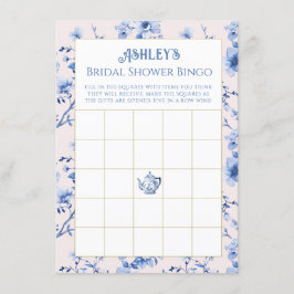 Tarjeta De Recepción Chinoiserie rosa y azul ducha de novia Bingo