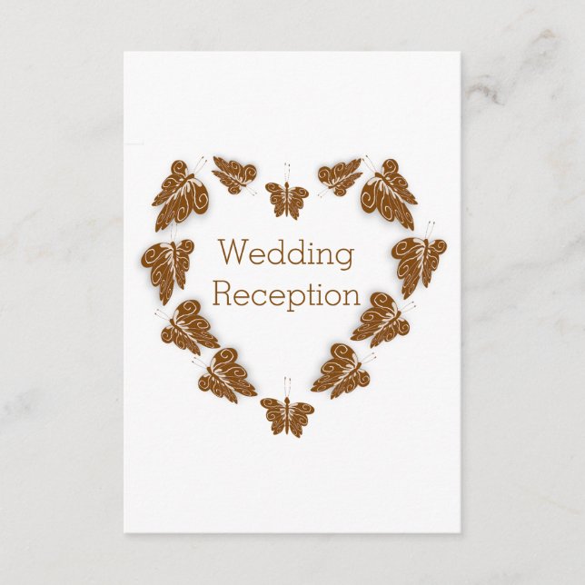 Tarjeta De Recepción Chocolate Butterflies Diseño Acogida de bodas (Anverso)