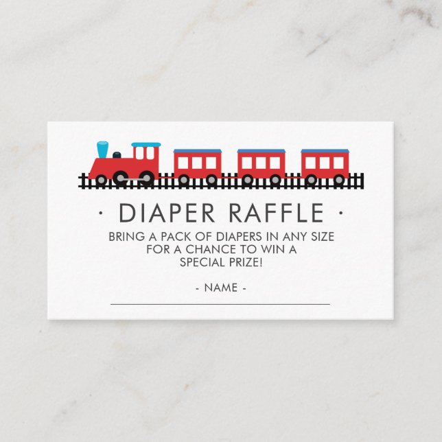 Tarjeta De Recepción CHOO CHOO TRAIN Baby Shower Diaper Raffle Ticket (Anverso)