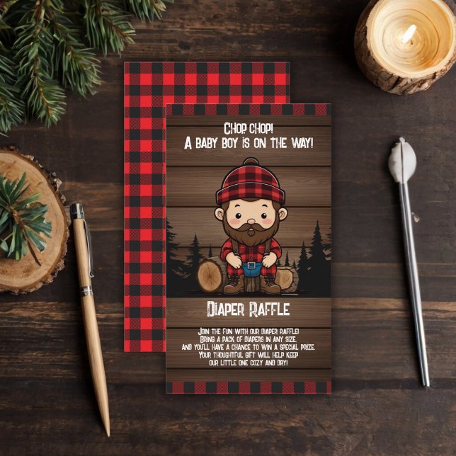 Tarjeta De Recepción ¡Chop Chop! Rustic Lumberjack Flannel Baby Shower (Subido por el creador)