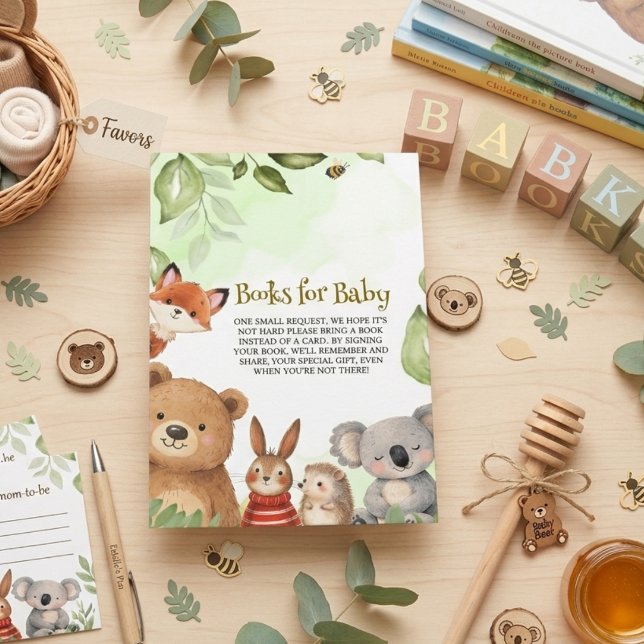 Tarjeta De Recepción Chorreado de Bosque Animales Lindos Fiesta de Bebé (Subido por el creador)