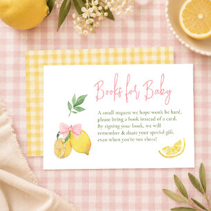 Tarjeta De Recepción Chorro de limón con lazo rosa cítrico para baby sh