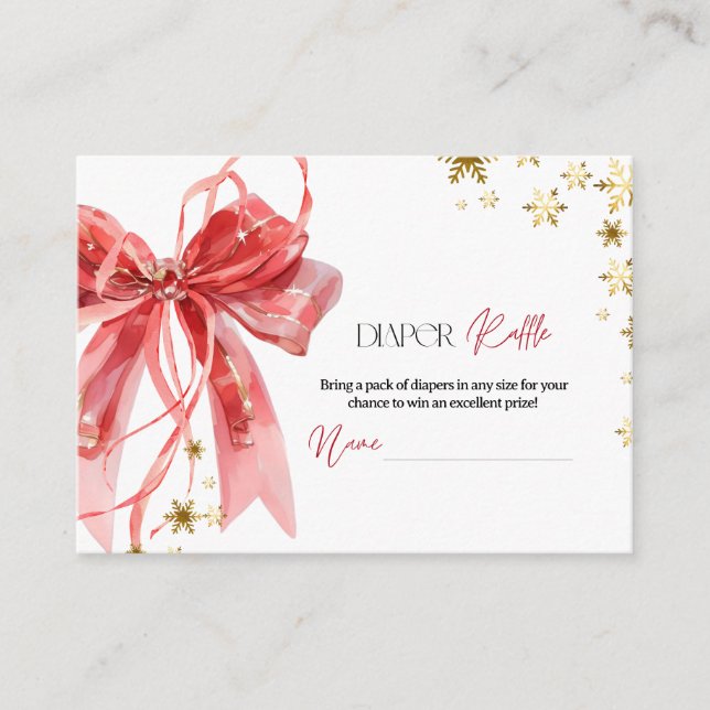 Tarjeta De Recepción Christmas Diaper Raffle Baby Shower (Anverso)