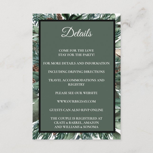 Tarjeta De Recepción Christmas Greenery Enclosure Card Details (Anverso)