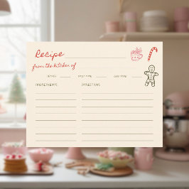 Tarjeta De Recepción Christmas Hand Drawn Bridal Shower Recipe