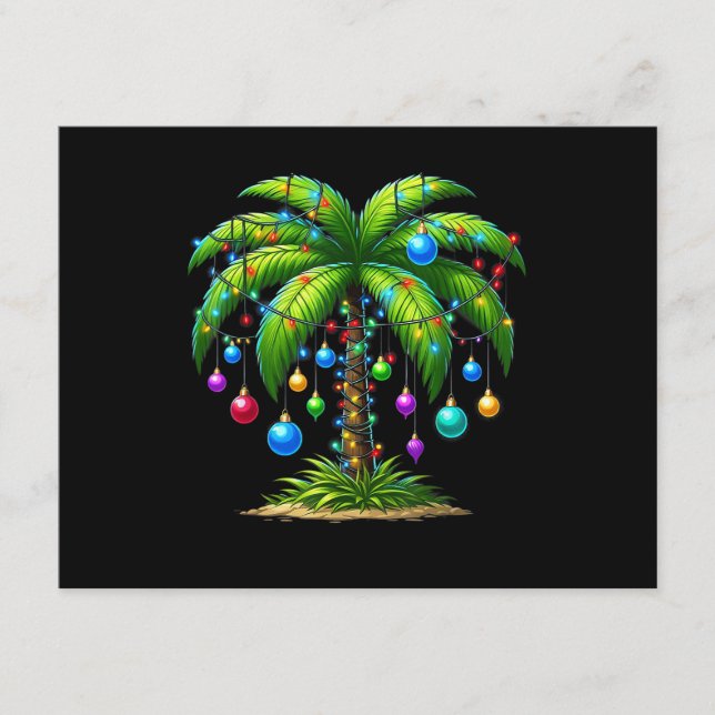 Tarjeta De Recepción Christmas Palm Tree Light Hawaiian Tropical New Ye (Anverso)