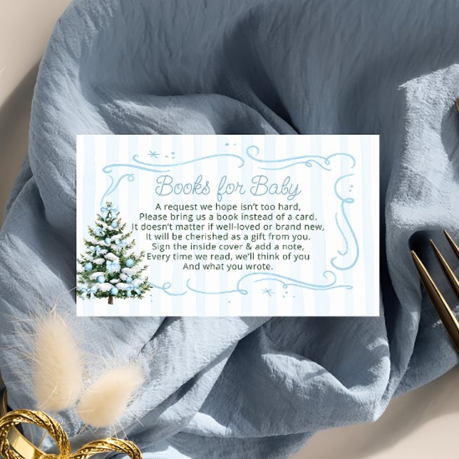 Tarjeta De Recepción Christmas Tree Blue Bows Books for Baby Ticket (Subido por el creador)