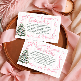 Tarjeta De Recepción Christmas Tree Pink Bows Books for Baby Ticket