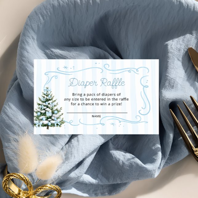 Tarjeta De Recepción Christmas Tree Winter Blue Diaper Raffle Tickets (Subido por el creador)