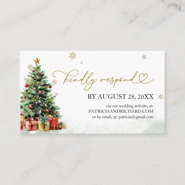 Tarjeta De Recepción Christmas Wedding Online RSVP (Anverso)