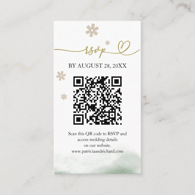 Tarjeta De Recepción Christmas Wedding QR RSVP (Anverso)
