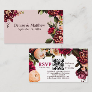 Tarjeta De Recepción Chrysanthemum Mauve Chalk RSVP Código QR