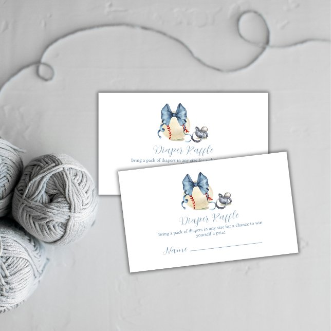 Tarjeta De Recepción Chupete de béisbol de ropa de bebé Rifa de ducha d (Bow Pacifier Baseball Diaper Raffle Baby Shower Enclosure Card
)