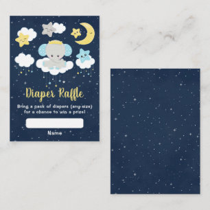 Tarjeta De Recepción Chupete de Elefante Amarillo y Azul Marino Sorteo