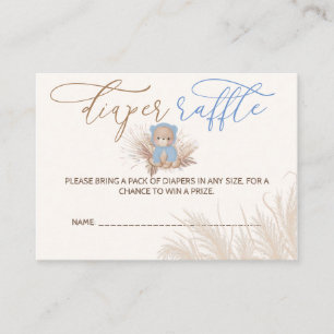 Tarjeta De Recepción Chupete de oso azul Baby Shower Rifa de pañales