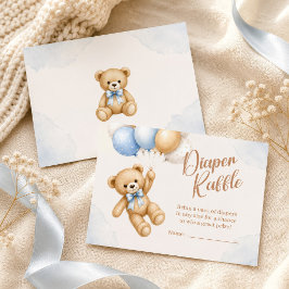 Tarjeta De Recepción Chupete de oso para ducha de bebé y rifa de pañale