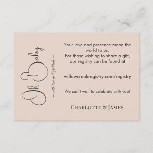 Tarjeta De Recepción Chupinada de bebé minimalista moderna Polvo Rosa