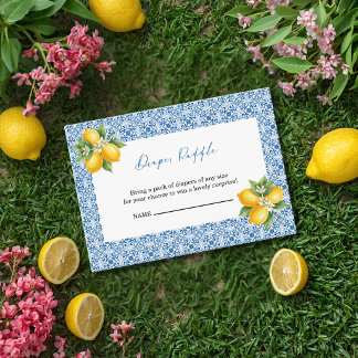 Tarjeta De Recepción Ciao Baby Baldosa Azul Italiana Limones Baby Showe