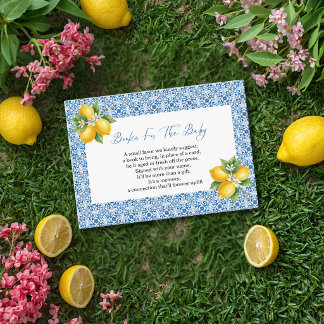 Tarjeta De Recepción Ciao Baby Baldosa Azul Italiana Limones Baby Showe