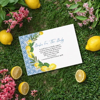 Tarjeta De Recepción Ciao Baby Baldosa Azul Italiana Limones Baby Showe