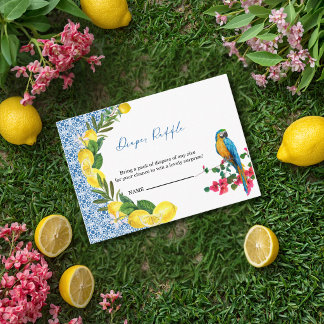 Tarjeta De Recepción Ciao Baby Baldosa Azul Italiana Limones Baby Showe