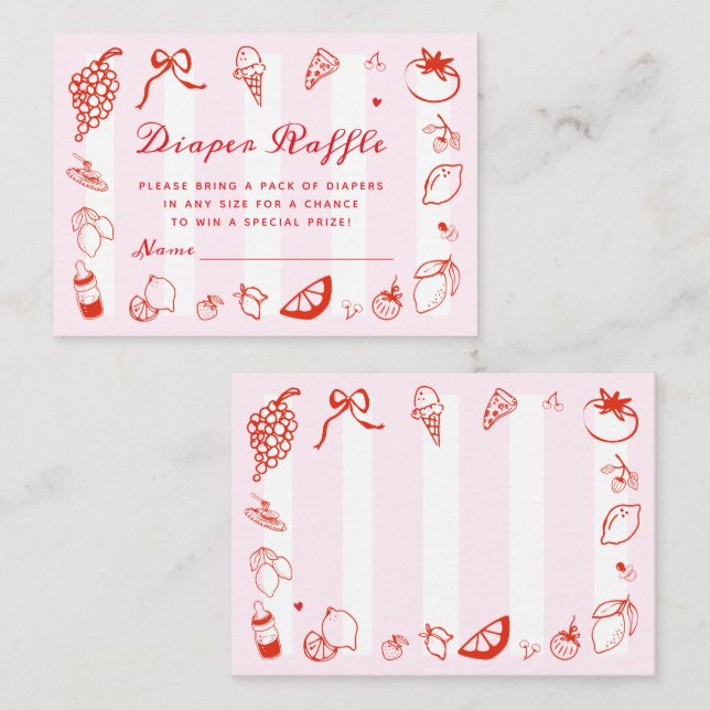 Tarjeta De Recepción Ciao Baby Italiano Baby Shower Diaper Raffle (Anverso / Reverso)