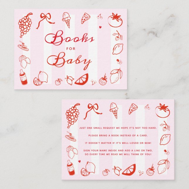 Tarjeta De Recepción Ciao Baby Libros Italianos de Baby Shower para beb (Anverso / Reverso)