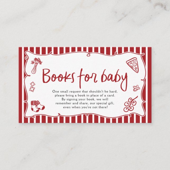 Tarjeta De Recepción Ciao Baby Pizza Italiana Baby Shower Libros Para B (Anverso)