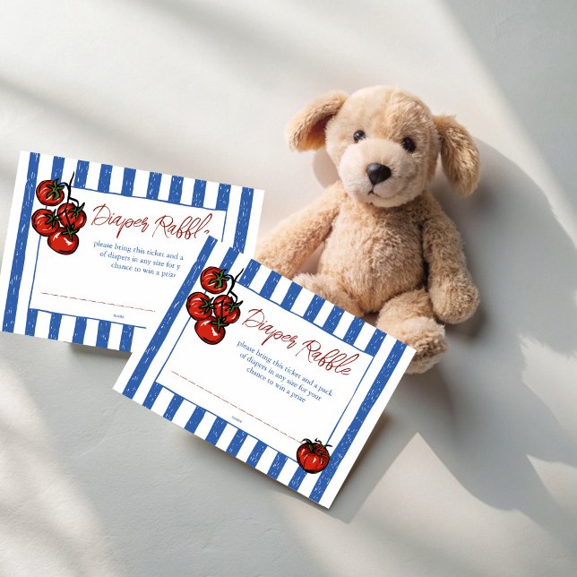 Tarjeta De Recepción Ciao baby tomato Italian baby shower diaper raffle (Ciao baby cherry tomato Italian  farmers market baby shower diaper raffle Enclosure Cards)