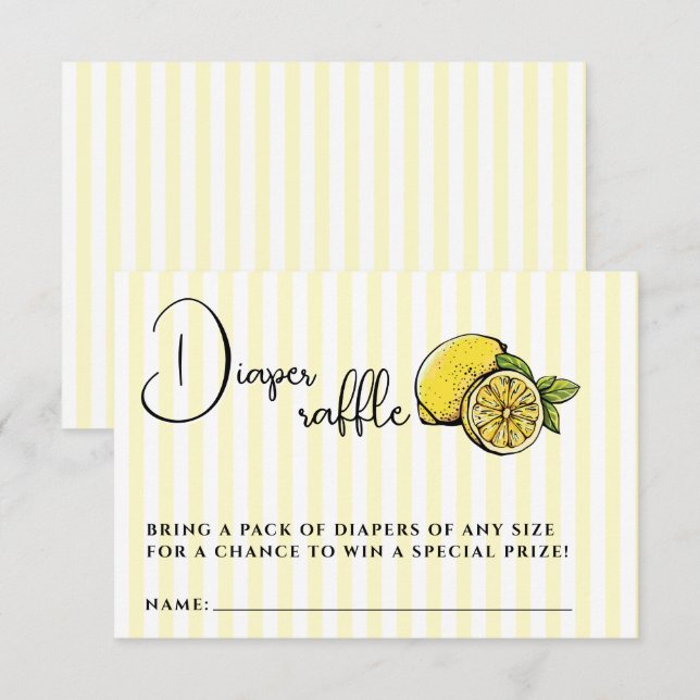 Tarjeta De Recepción Ciao Bambino Lemon Baby Shower Diaper Raffle (Anverso / Reverso)