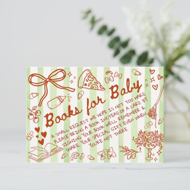 Tarjeta De Recepción Ciao Bambino Verde - Libros para Bebé  (Anverso de pie)