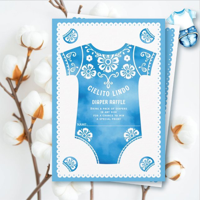 Tarjeta De Recepción Cielito Lindo azul ducha de bebé Diaper Raffle (Subido por el creador)
