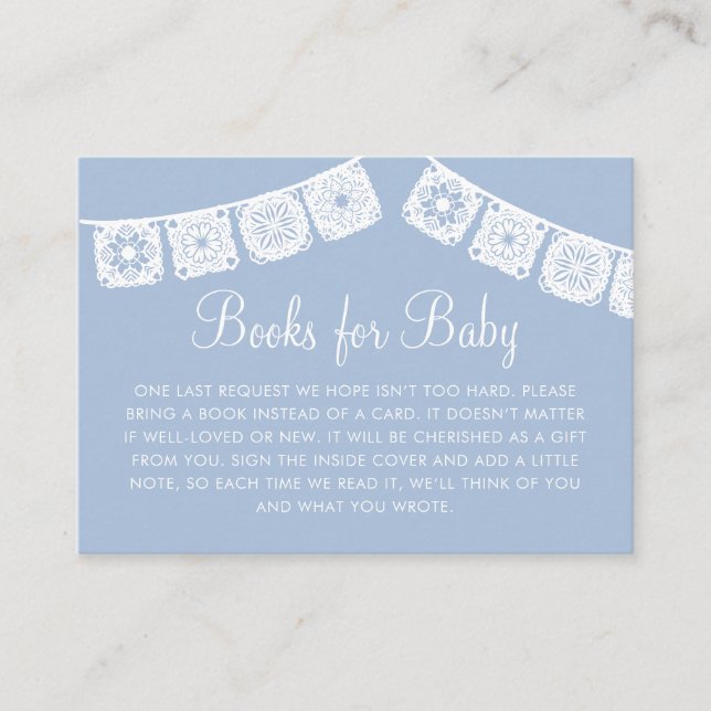 Tarjeta De Recepción Cielito Lindo Blue Arch Papel Picado Baby Shower (Anverso)