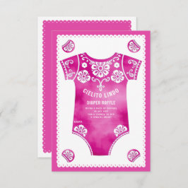 Tarjeta De Recepción Cielito Lindo ducha de bebé rosa Diaper Raffle