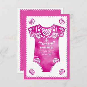 Tarjeta De Recepción Cielito Lindo ducha de bebé rosa Diaper Raffle