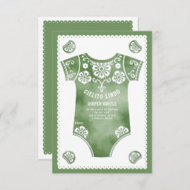 Tarjeta De Recepción Cielito Lindo ducha de bebé verde Diaper Raffle